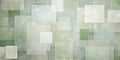 Abstract geometric background with overlapping translucent squares in sage and cream tones. Generative AI