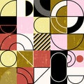 abstract geometric background pattern, retro style, with circles, semicircle, squares, lines, paint strokes and splashes Royalty Free Stock Photo