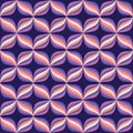 Abstract geometric background in purple colors. Flower petals stylized symbols. Decorative seamless pattern. Vector illustration