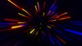 Abstract geometric background of radial lines. Aerial flight inside festive fireworks. Movement effect. Speed, fireworks Royalty Free Stock Photo