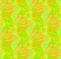 Regular intricate spirals pattern yellow ocher bright green vertically Royalty Free Stock Photo