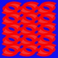 Regular oval pattern pastel red and red on dark blue overlaying