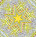 Regular star ornament yellow green gray purple centered