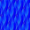 Regular wavy lines and circles pattern in blue shades with orange outlines vertically