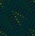 Regular wavy lines olive green and black on dark blue diagonally