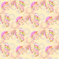 Seamless regular floral pattern beige pink violet Royalty Free Stock Photo