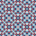 Abstract geometric background. Seamless pattern design. Blue and red colors. Mosaic decorative structure. Vector illustration Royalty Free Stock Photo