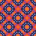 Abstract geometric background. Seamless pattern design. Violet, lilac,blue, orange colors. Mosaic decorative flowers structure.