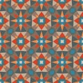 Abstract geometric background - seamless vector pattern. Ethnic boho style. Mosaic ornament structure. Carpet fragment