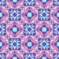 Abstract geometric background - seamless vector pattern in violet, lilac and blue colors. Ethnic boho style. Mosaic ornament. Royalty Free Stock Photo