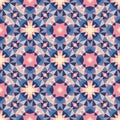 Abstract geometric background - seamless vector pattern in violet, pink, lilac and blue colors. Ethnic boho style.