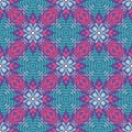 Abstract geometric background - seamless vector pattern in violet, pink and lilac colors. Ethnic boho style. Mosaic ornament struc Royalty Free Stock Photo