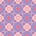 Abstract geometric background - seamless vector pattern in violet, pink and lilac colors. Ethnic boho style. Mosaic ornament.