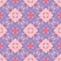 Abstract geometric background - seamless vector pattern in violet, pink and lilac colors. Ethnic boho style. Mosaic ornament. Royalty Free Stock Photo