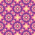 Abstract geometric background - seamless vector pattern in violet, pink, lilac and yellow colors. Ethnic boho style. Royalty Free Stock Photo