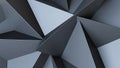 Abstract geometric background of sharp, interlocking triangular planes in cool grey and dark charcoal tones, creating a sense of Royalty Free Stock Photo
