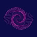 Abstract geometric background with spiral. Purple half circles on dark blue backdrop.
