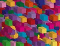 Abstract geometric background with squares, with the effect of isometric. Three-dimensional, 3D vector illustration Royalty Free Stock Photo