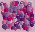 Abstract geometric background with squares, with the effect of isometric. Three-dimensional, 3D vector illustration Royalty Free Stock Photo