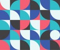 Abstract geometric background with squares, rounds, triangles. Geometry minimalistic composition template. Design for banner,
