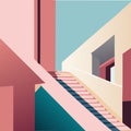 Abstract geometric background with stairs in the style of minimalism. Vector illustration Generative AI