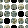 Circles with water color marbling, grained, grunge, paper textures. Royalty Free Stock Photo