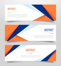 Abstract geometric banner with polygonal shape with orange and dark blue color with 3 three variations collection with modern flat Royalty Free Stock Photo