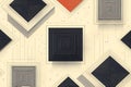 Abstract Geometric Beige Background with Nested Squares and Diamonds