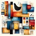 Abstract Geometric Bird Collage with Vibrant Royalty Free Stock Photo