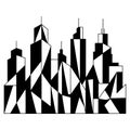 Abstract Geometric Black and White Cityscape Silhouette with Sharp Angles and Sharp Edges vector Royalty Free Stock Photo