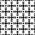 Abstract geometric black & white seamless pattern, simple rounded figures