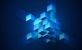 Abstract geometric blocks for AI systems, business finance, cloud storage, cybersecurity and digital infrastructure. 3D cube data Royalty Free Stock Photo
