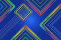 Abstract geometric blue background with a pattern of multicolored rectangles