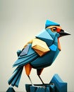 Abstract geometric blue bird, low poly in constructivism style design. Generative AI