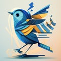 Abstract geometric blue bird, low poly in constructivism style design. Generative AI