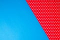Abstract geometric blue and red polka dot paper background. Royalty Free Stock Photo