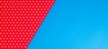 Abstract geometric blue and red polka dot paper background. Royalty Free Stock Photo