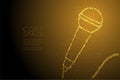 Abstract Geometric Bokeh circle dot pixel pattern Retro Microphone, Music equipment concept design gold color illustration Royalty Free Stock Photo