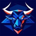 Abstract geometric bull head on a dark blue background. Vector illustration. AI generated Royalty Free Stock Photo