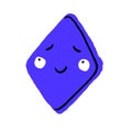 Abstract geometric character. Geometry shape, square emoji. Cute figure, rhombus form with happy emotion on funny face