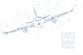 Abstract Geometric Circle dot pixel pattern Airplane shape, transportation concept design blue color illustration Royalty Free Stock Photo