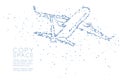 Abstract Geometric Circle dot pixel pattern Airplane shape, transportation concept design blue color illustration Royalty Free Stock Photo
