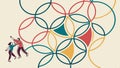 Abstract geometric circles pattern background design vector design Generative AI Royalty Free Stock Photo