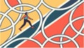 Abstract geometric circular patterns, person navigating complex paths, vector design Generative AI Royalty Free Stock Photo