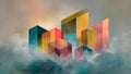 Abstract Geometric City in Clouds Royalty Free Stock Photo