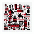 Abstract Geometric Collage with Red Black and White Royalty Free Stock Photo