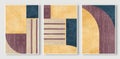 Abstract geometric color block combination triptych, modern simple style art wall painting, used for cards, posters, art walls.