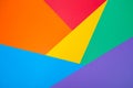 Abstract geometric color paper background like a LGBT pride flag. Copy space backdrop for your design, rainbow backdrop.