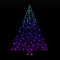 Abstract geometric colorful Christmas tree of lines and dots Royalty Free Stock Photo