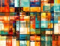 Abstract Geometric Colorful Painting with Grid Pattern Royalty Free Stock Photo